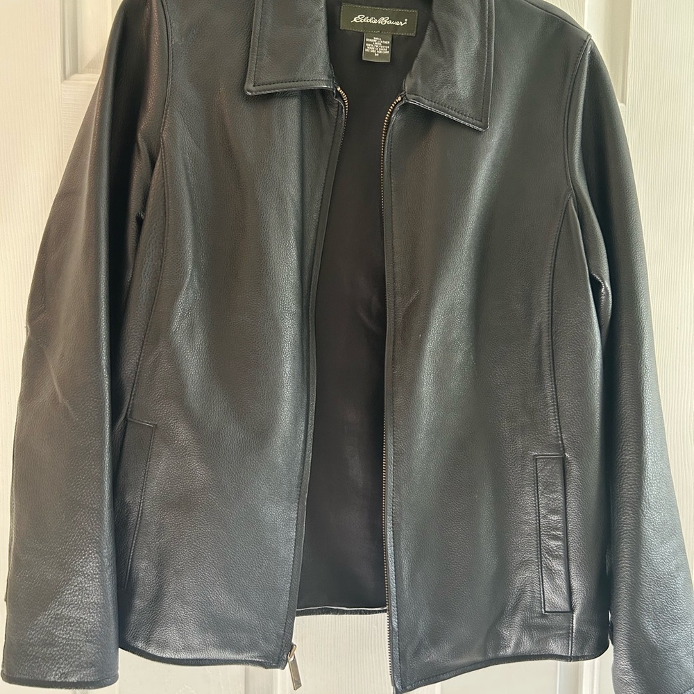 Eddie Bauer Womens Stine Black Leather Jacket